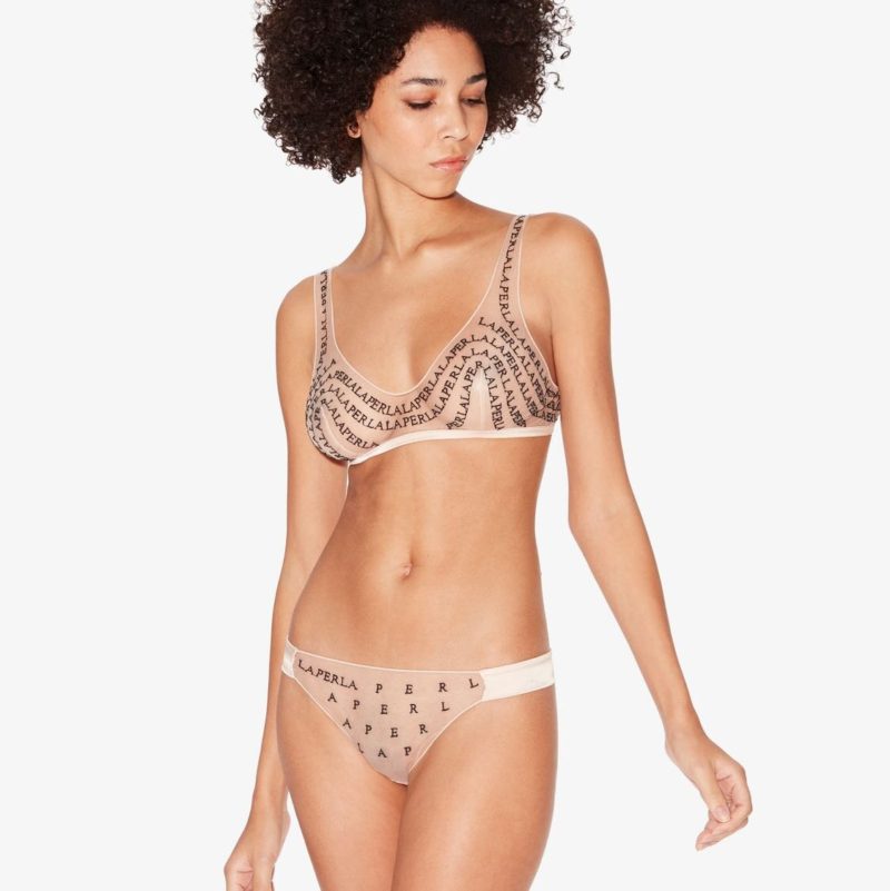 Мягкая чашка из тюля без кости logo motion SS2022 la perla