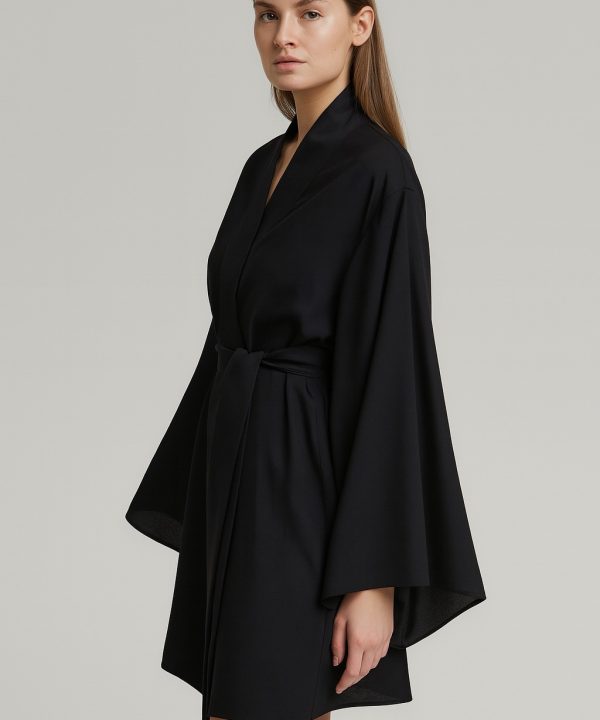 черный халат кимоно perlei